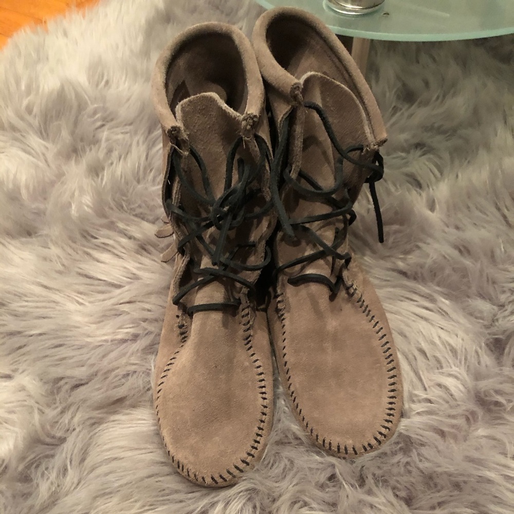 Suede tassel ankle boots/ worn twice like new.